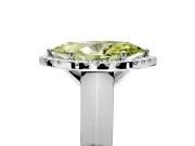 Halo Engagement Ring Setting for Fancy Yellow Marquise Center with Knife Ridge Cathedral Band and Prong Head in White Gold