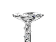 Cluster Engagement Ring Setting for Marquise Center with Round Cut Accent Band and Prong Head in Platinum