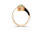 Accent Halo Engagement Ring Setting for Fancy Yellow Marquise Center with Full-Length Pave Band and Prong Head in Rose Gold