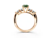 5 Stone Engagement Ring Setting for Fancy Green Oval Center with Graduated Accents and Prong Head in Rose Gold