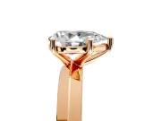 Solitaire Engagement Ring Setting for Pear-Shaped Center with Wide Knife Ridge Band and Prong Head in Rose Gold