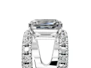 Solitaire Engagement Ring Setting for Emerald Cut Center with Wide-Open Split Shank and Prong Head in Platinum