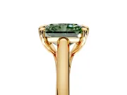 Solitaire Engagement Ring Setting for Fancy Green Radiant Cut Center with Cathedral Band and Prong Head in Yellow Gold