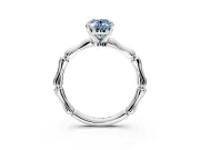 Solitaire Engagement Ring Setting for Fancy Blue Oval Center with Bamboo Band and Prong Head in Sterling Silver