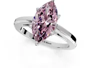 Solitaire Engagement Ring Setting for Fancy Pink Marquise Center with Flat-Sided Plain Band and Prong Head in Sterling Silver