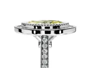 Halo Engagement Ring Setting for Fancy Yellow Marquise Center with Milgrain Frame, Pave Band and Prong Head in Sterling Silver