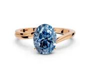 Solitaire Engagement Ring Setting for Fancy Blue Oval Center with Plain Bypass Twist Band and Prong Head in Rose Gold