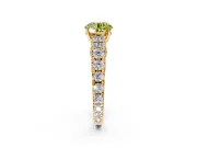 Solitaire Engagement Ring Setting for Fancy Yellow Round Cut Center with Pave Cathedral Shoulders and Prong Head in Yellow Gold