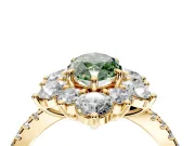 Floral Halo Engagement Ring Setting for Fancy Green Marquise Center with Pave Accents and Prong Head in Yellow Gold
