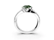 Bezel Engagement Ring Setting for Fancy Green Round Cut Center with Wide Channel-Set Band and Bezel Head in Platinum