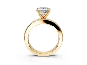 Solitaire Engagement Ring Setting for Princess Cut Center with Channel-Set Accents and Prong Head in Yellow Gold