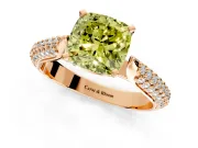 Solitaire Engagement Ring Setting for Fancy Yellow Cushion Cut Center with Multi-Row Accents and Prong Head in Rose Gold