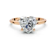 Minimalist Solitaire Engagement Ring Setting for Heart-Shaped Center with Thin Band and Prong Head in Rose Gold