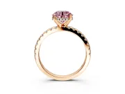 Solitaire Engagement Ring Setting for Fancy Pink Round Cut Center with Band of Accents and Prong Head in Rose Gold