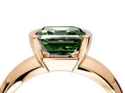 Tension Engagement Ring Setting for Fancy Green Asscher Cut Center with Wide Flat Band and Tension Head in Rose Gold