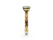 Solitaire Engagement Ring Setting for Fancy Green Princess Cut Center with Scrollwork Band and Prong Head in Yellow Gold
