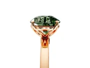 Solitaire Engagement Ring Setting for Fancy Green Round Cut Center with Thin Rounded Plain Band and Prong Head in Rose Gold