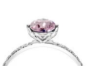 Solitaire Engagement Ring Setting for Fancy Pink Pear-Shaped Center with Fine Pave Accents and Prong Head in Platinum