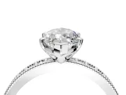 Milgrain Pave Engagement Ring Setting for Marquise Center with Accent Band and Prong Head in Platinum