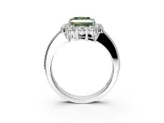 Halo Engagement Ring Setting for Fancy Green Princess Cut Center with Milgrain Channel Band and Prong Head in White Gold