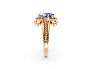 Solitaire Engagement Ring Setting for Fancy Blue Oval Center with Twisted Band and Scroll Prong Head in Rose Gold