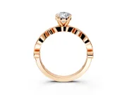 Solitaire Engagement Ring Setting for Pear-Shaped Center with Milgrain Bezel Accents and Prong Head in Rose Gold