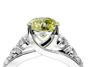 Solitaire Engagement Ring Setting for Fancy Yellow Round Cut Center with Graduated Shared Prongs and Prong Head in White Gold