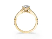Solitaire Engagement Ring Setting for Pear-Shaped Center with Pave Split Shank and Prong Head in Yellow Gold
