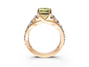 Solitaire Engagement Ring Setting for Fancy Yellow Princess Cut Center with Graduated Shared Prongs and Prong Head in Rose Gold
