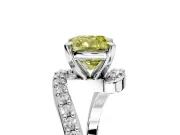 Solitaire Engagement Ring Setting for Fancy Yellow Cushion Cut Center with Pave Bypass Swirl Band and Prong Head in Sterling Silver