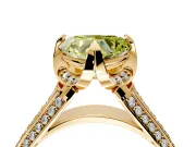 Solitaire Engagement Ring Setting for Fancy Yellow Heart-Shaped Center with Accented Split Shank and Prong Head in Yellow Gold