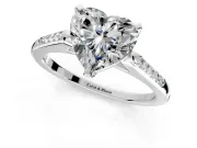 Solitaire Engagement Ring Setting for Heart-Shaped Center with Channel Accents and Prong Head in Sterling Silver
