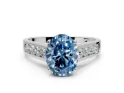 Solitaire Engagement Ring Setting for Fancy Blue Oval Center with Cathedral Channel Band and Prong Head in Platinum