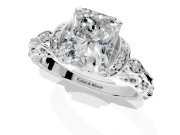 Solitaire Engagement Ring Setting for Radiant Cut Center with Filigree Band and Prong Head in Platinum