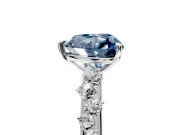Cluster Engagement Ring Setting for Fancy Blue Heart-Shaped Center with Round Cut Accent Band and Prong Head in Platinum