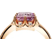 Floral Frame Engagement Ring Setting for Fancy Pink Princess Cut Center with Accent Clusters and Prong Head in Rose Gold
