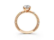 Rope Engagement Ring Setting for Oval Center with Accent Shoulders and Prong Head in Rose Gold