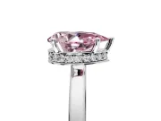 Hidden Halo Engagement Ring Setting for Fancy Pink Pear-Shaped Center with Wide Flat Plain Band and Prong Head in Sterling Silver