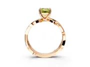 Solitaire Engagement Ring Setting for Fancy Yellow Emerald Cut Center with Pave and Plain Crossover Band and Prong Head in Rose Gold