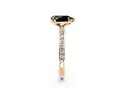 Solitaire Engagement Ring Setting for Fancy Black Pear-Shaped Center with Pave Accents and Prong Head in Yellow Gold