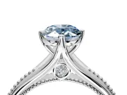 Solitaire Engagement Ring Setting for Fancy Blue Oval Center with Milgrain Cathedral Band and Prong Head in Sterling Silver