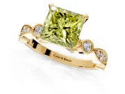Solitaire Engagement Ring Setting for Fancy Yellow Princess Cut Center with Milgrain Bezel Accents and Prong Head in Yellow Gold