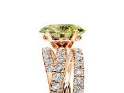 Solitaire Engagement Ring Setting for Fancy Yellow Oval Center with Woven 3-Strand Pave Band and Prong Head in Rose Gold