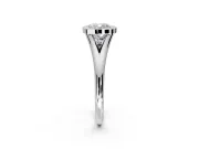 Solitaire Engagement Ring Setting for Cushion Cut Center with V Split Shank and Bezel Head in Platinum