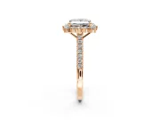 Halo Engagement Ring Setting for Princess Cut Center with Single-Row Pave, Open Basket and Prong Head in Rose Gold