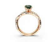 Solitaire Engagement Ring Setting for Fancy Green Radiant Cut Center with Woven 3-Strand Pave Band and Prong Head in Rose Gold