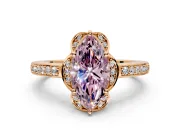 Floral Engagement Ring Setting for Fancy Pink Marquise Center with Four Accent Clusters and Prong Head in Rose Gold