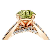 Solitaire Engagement Ring Setting for Fancy Yellow Round Cut Center with Crossover Accents and Prong Head in Rose Gold