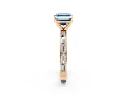 Solitaire Engagement Ring Setting for Fancy Blue Asscher Cut Center with Channel Baguette Band and Prong Head in Rose Gold