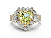 Halo Engagement Ring Setting for Fancy Yellow Heart-Shaped Center with Two-Strand Split Shank and Prong Head in Yellow Gold